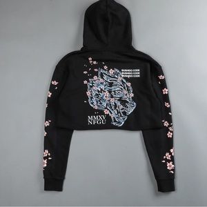 DARCSPORT THROUGH THE CHERRY BLOSSOMS “PIERCE” CROPPED HOODIE IN BLACK